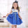 wholesale flower printed blue princess birthday dress